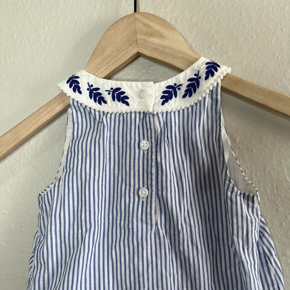 Janie & Jack Baby Girl Striped Sleeveless Top With Embroidered Collar  2T - Picture 5 of 9